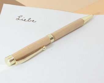 handmade precious wood twist ballpoint pen, hand-turned ballpoint pen made of cherry wood