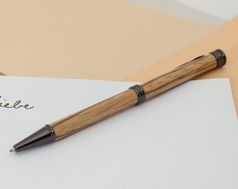 handmade precious wood twist ballpoint pen, hand-turned ballpoint pen made of zebrano