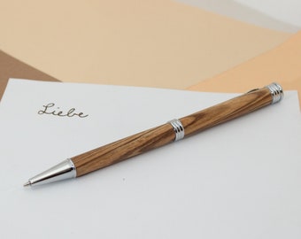 handmade precious wood twist ballpoint pen, hand-turned ballpoint pen made of zebrano