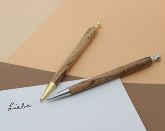 handmade precious wood click ballpoint pen, hand-turned ballpoint pen made of zebrano