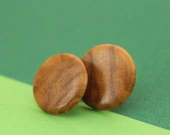 hand-turned earrings made of olive