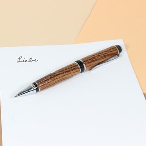 handmade precious wood ballpoint pen, hand-turned ballpoint pen made of zebrawood image 5
