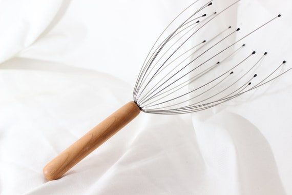 Arana de masaje para la cabeza con mango torneado a mano de madera preciosa masajeador para la cabeza con mango de madera de cerezo Etsy Espana