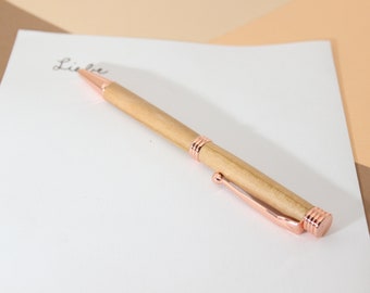 handmade precious wood twist ballpoint pen, hand-turned ballpoint pen made of cherry wood