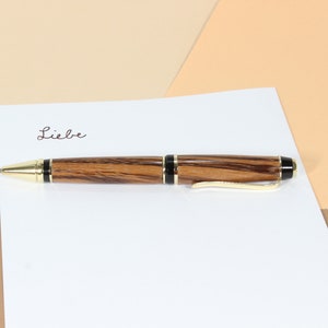 handmade precious wood ballpoint pen, hand-turned ballpoint pen made of zebrawood image 4