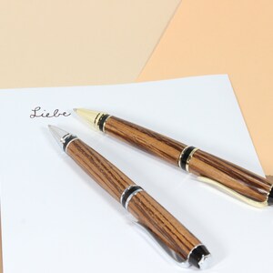 handmade precious wood ballpoint pen, hand-turned ballpoint pen made of zebrawood image 8