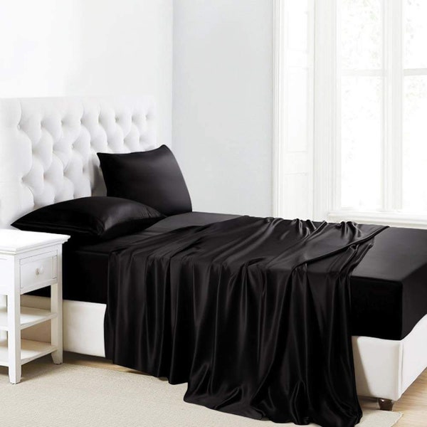 100% Silk 2-in-1 Fitted/Flat Sheet and 2 Silk Pillowcases