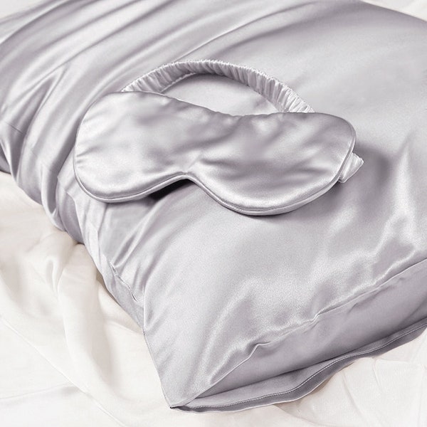 100% 22Momme Pure Mulberry Silk Pillowcase with matching Eye-mask - Graded 6A - Envelope Closure/Oeko-Tex Quality Standard