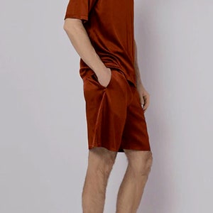 New Arrival | Luxury Silk Mens Pajama Set/Short Sleeve/Loungwear/Fathers Day Gift