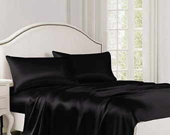 3/4 Pcs Silk Flat Sheet Fitted Sheet Pillowcase Set 99x190153x203198x203 3/4 Pcs Silk Flat Sheet Fitted Sheet Pillowcase Set 99x190153x203198x203