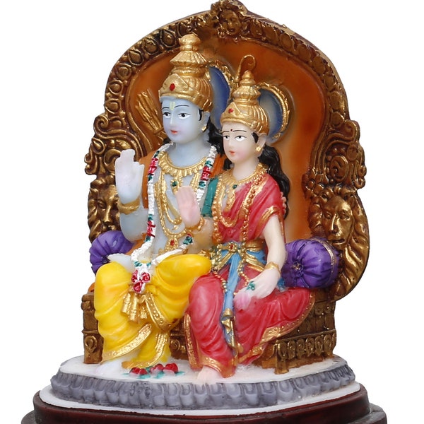Regelmäßige Ram Sita Ji-Hindu Gott und Göttin Idol/Statue/Murti/Figur (4,5")-Polyster Harz-Multicolour