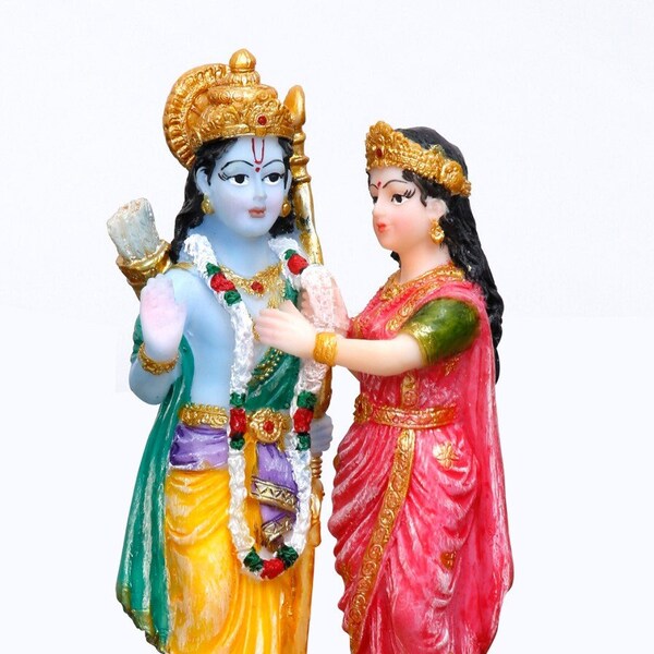 Neue Ram Ji und Sita Ji Girlande einander (Ramayana Swayamvar)-Höhe-6 Zoll- Polyster Resin-Multicolor