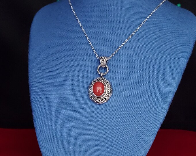 Red Jade Sterling Silver Pendant