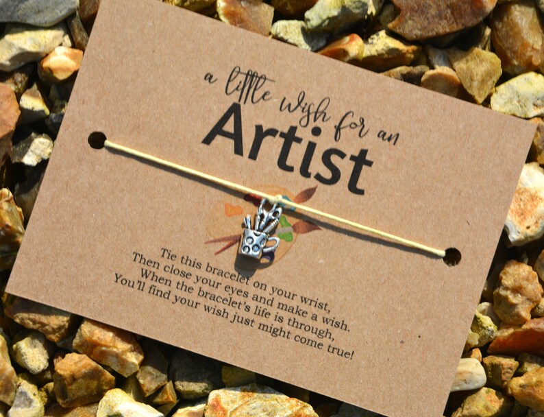 Wish Bracelet A Little Wish For An Artist Wish String Gift Paint Pot Bracelet Charm Bracelet Cord Bracelet
