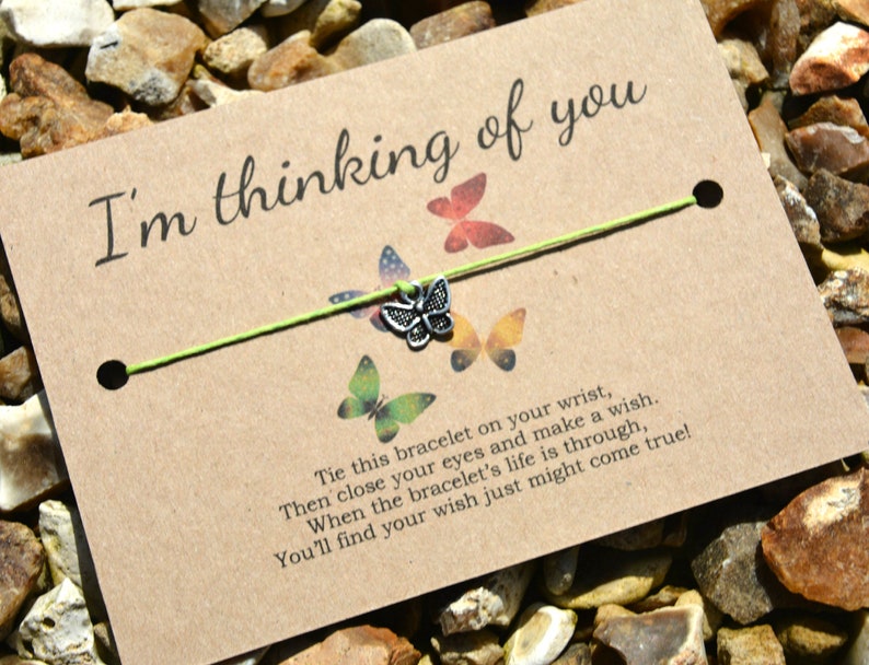 Wish Bracelet I/'m Thinking Of You Costume Jewellery Friend Gift Wish Card Wish String Butterfly Bracelet Charm Bracelet Cord Bracelet