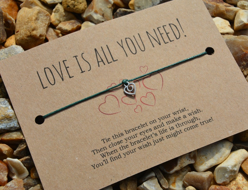 Wish Bracelet Love Is All You Need Costume Jewellery Motivational Gift Wish Card Wish String Heart Bracelet Charm Bracelet Cord Bracelet