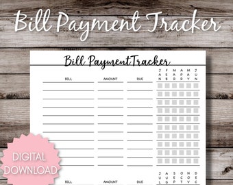 Bill Payment Tracker Printable