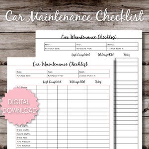 Car Maintenance Printable Checklist