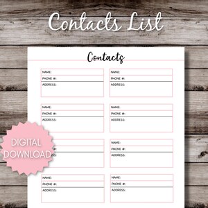 Contact List Printable