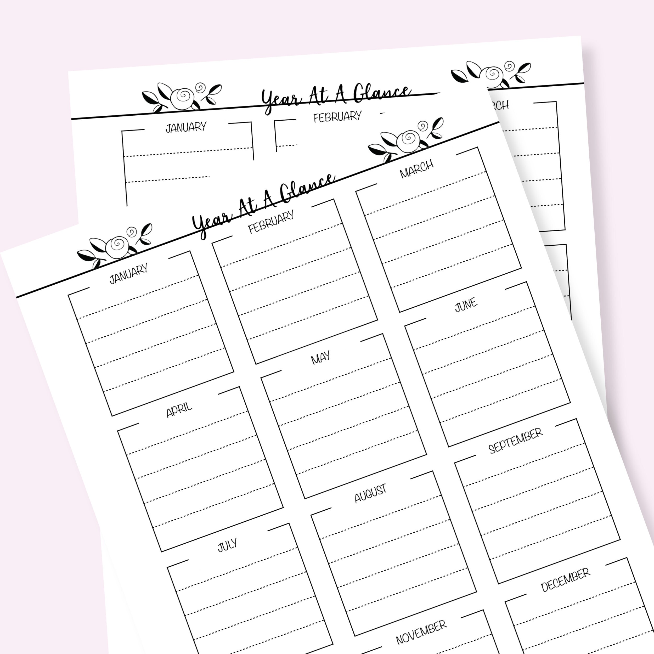 Year at A Glance Planner Printable - Etsy