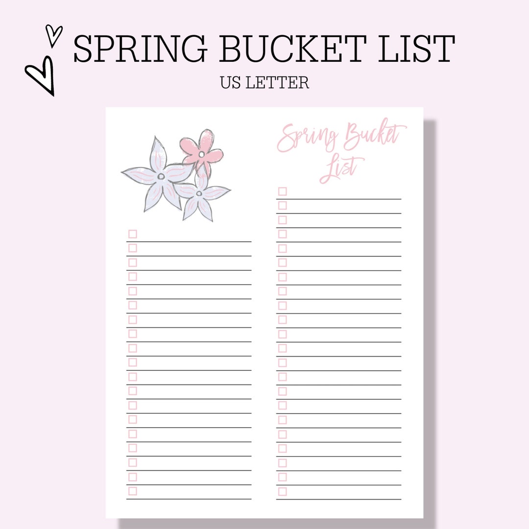 Spring Bucket Checklist Spring Bucket List Printable - Etsy
