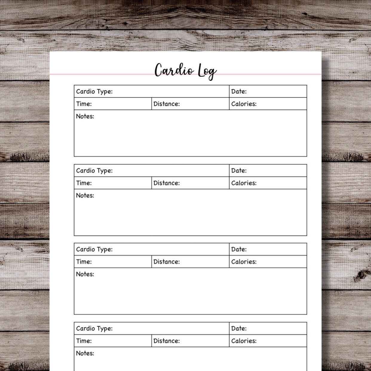 Cardio Log Printable - Etsy