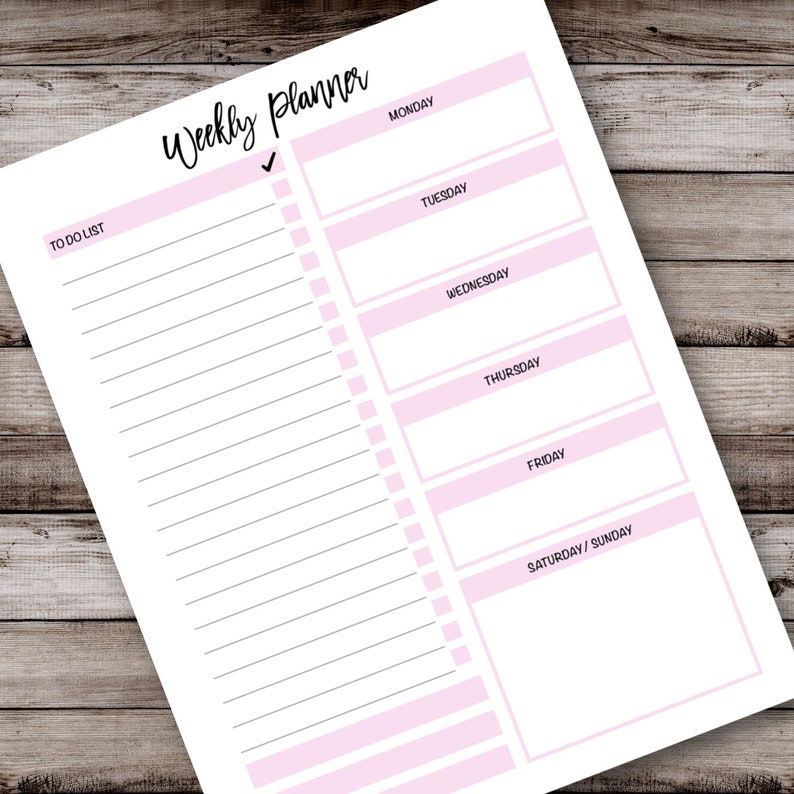 Pink Weekly Planner Printable - Etsy