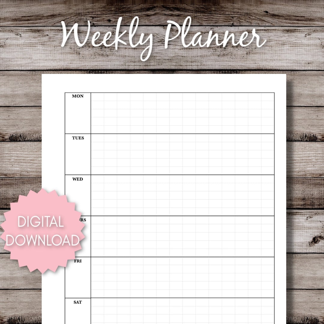 Weekly Planner Printable With Square Grid - Etsy