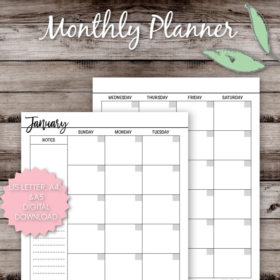 Monthly Planner Printable - Etsy