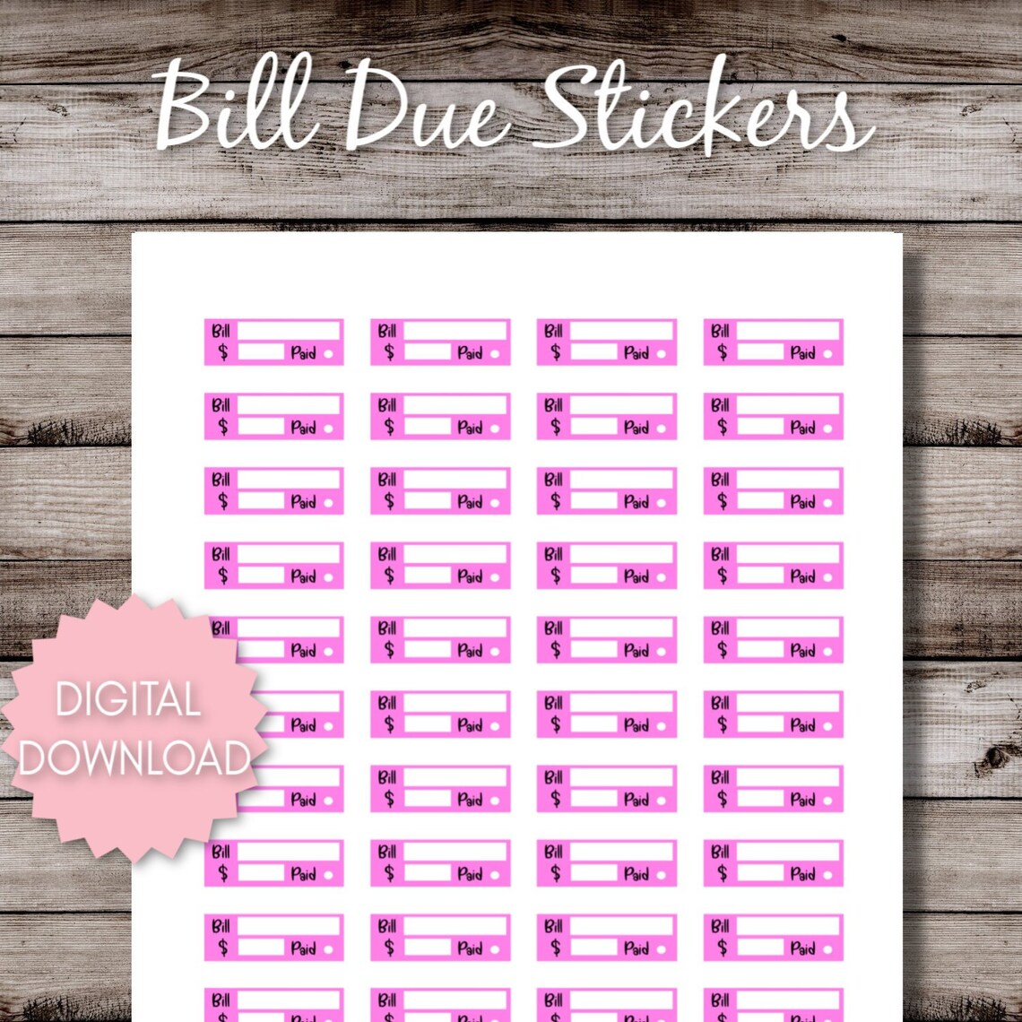 Bill Due Printable Stickers - Etsy