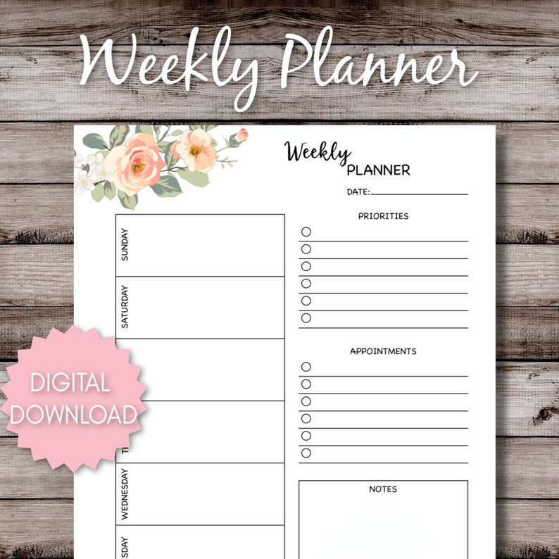Floral Weekly Planner Printable - Etsy