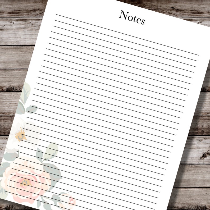 Floral Note Page Printable - Etsy