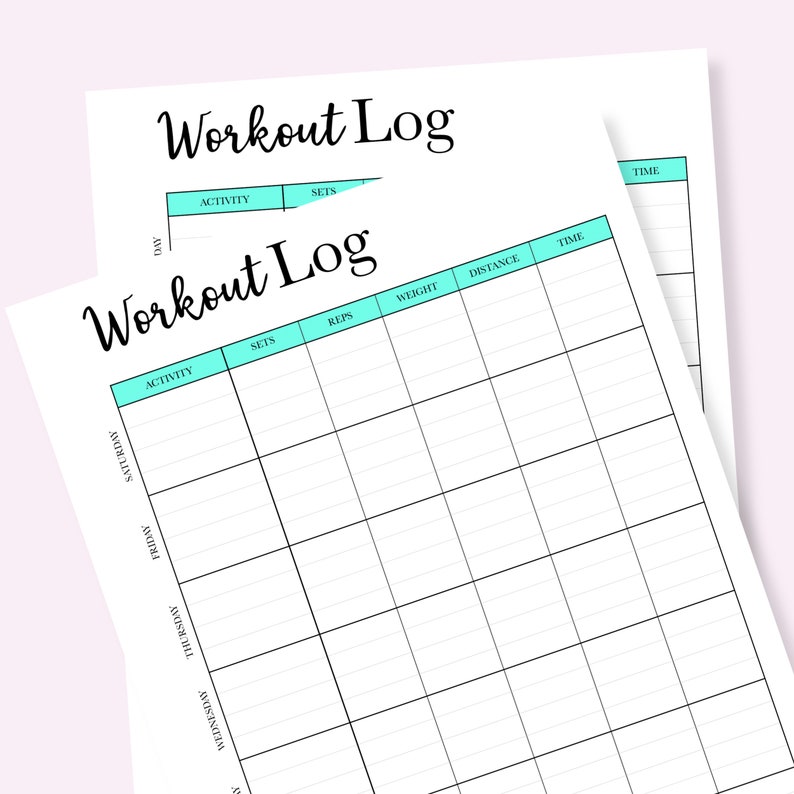 Workout Log Printable - Etsy
