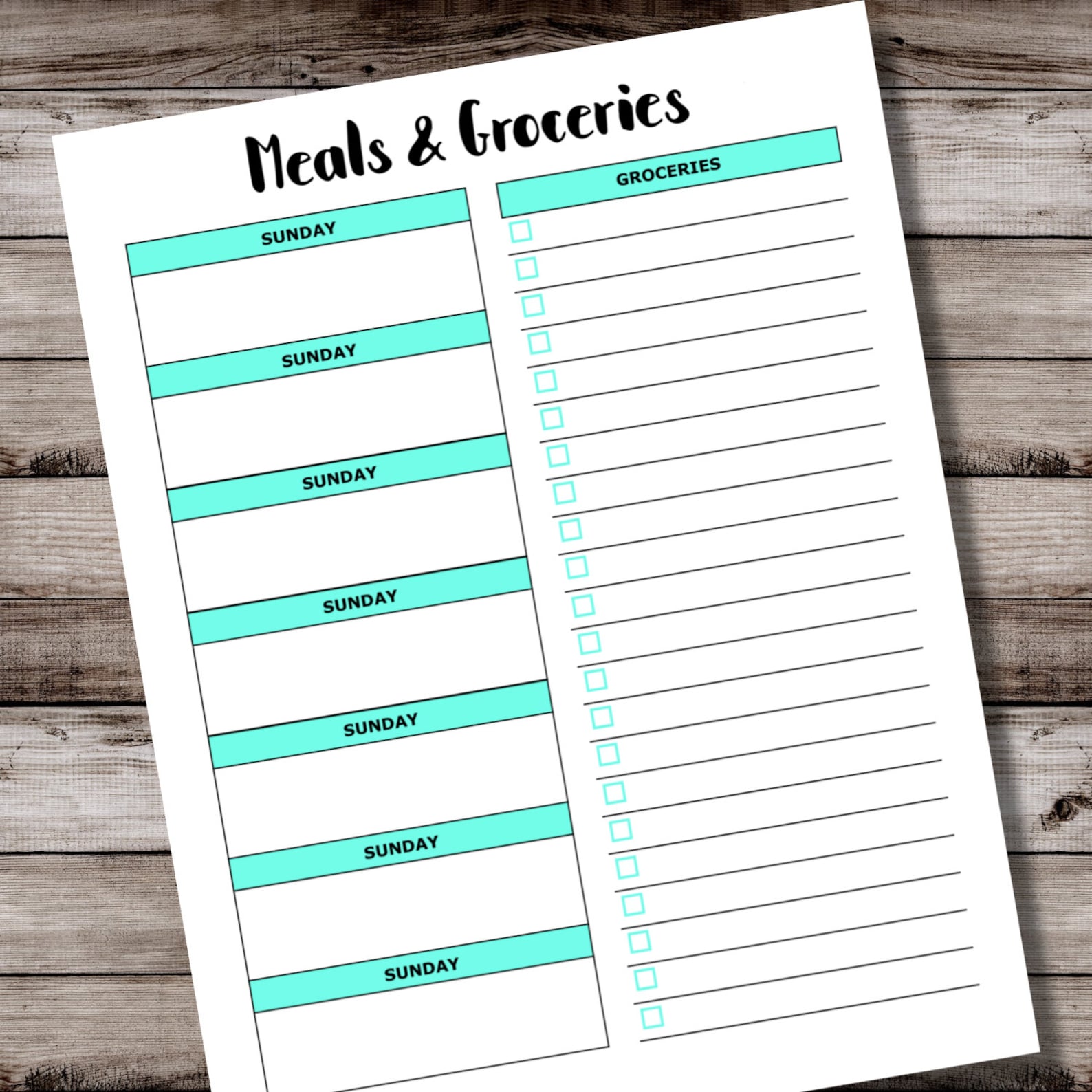 Meal and Grocery Planner Printable Etsy