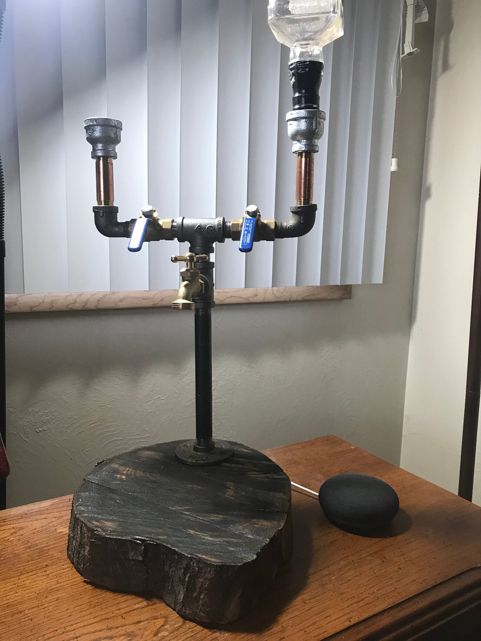 Industrial Pipe Liquor Dispenser With Hardwood Base Holds Etsy