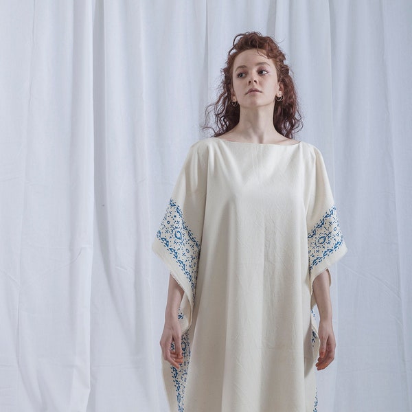 Hand printed organic linen clothing