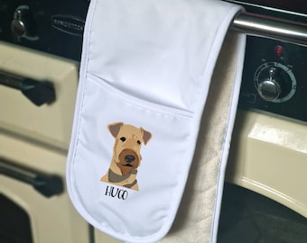 Personalised Pair Of Dog Oven Glove Gift For Dog Lovers, Kitchen Gift, New home gifts