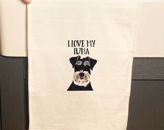 Personalised Dog Tea Towel, Many Breeds Available, Kitchen Gift, Personalised Tea Towel for New Home