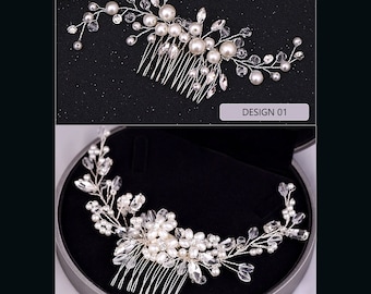 Bridal Silver Crystal Rhinestone Pearl, Jewellery Droplet Wedding, party Hair Accessory/Hair Pin / Bridle, bridesmaid headdress