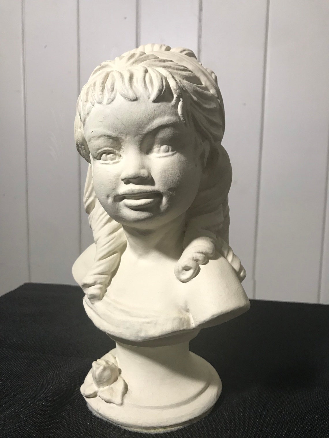 Bust of Girl Plaster Statue Home Decor Etsy
