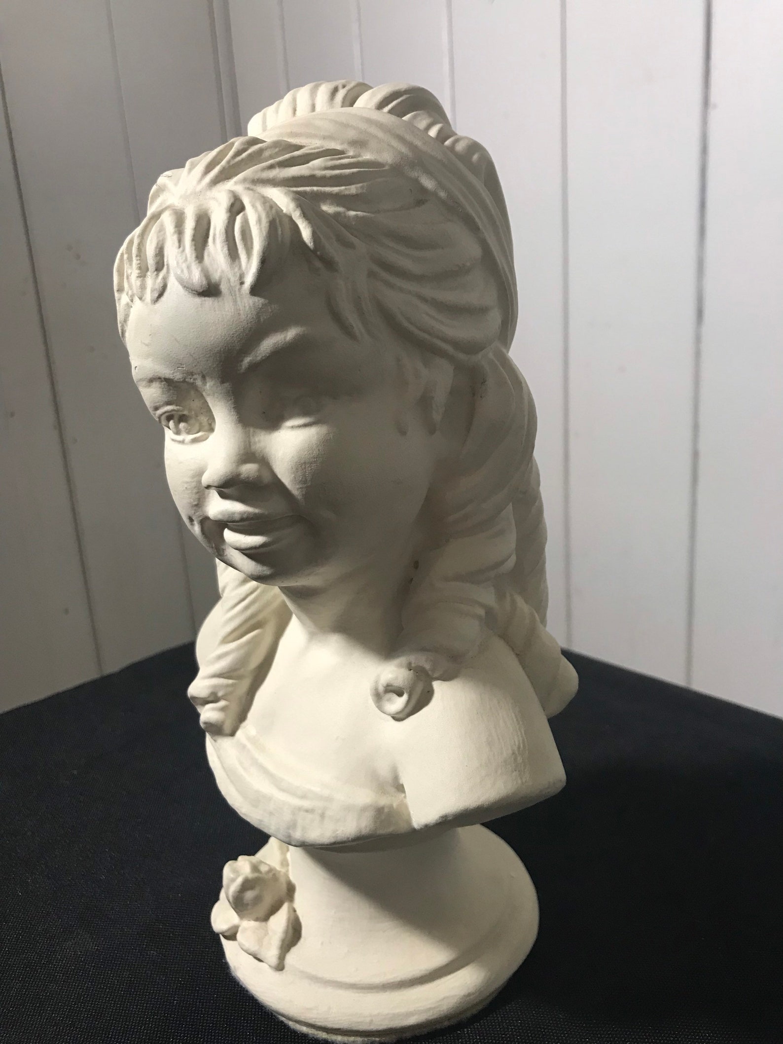 Bust of Girl Plaster Statue Home Decor Etsy