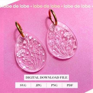 Pendientes de Pascua svg, Glowforge Easter, pendientes de primavera svg, archivo digital de pendientes, joyas cortadas con láser, archivos de pendientes de acrílico, svg floral boho