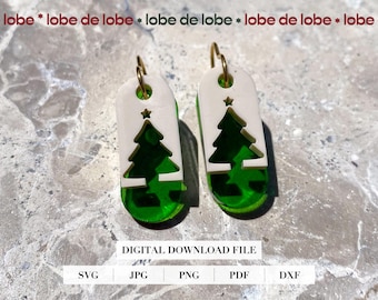 Christmas earrings design for laser cutting, Christmas tree earrings svg, Glowforge acrylic file, Holiday jewelry, Christmas Earrings Bundle