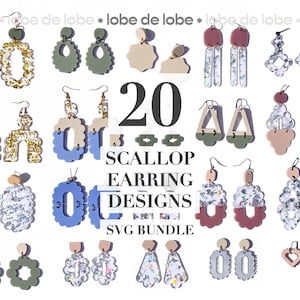 Sint-jakobsschelp svg, bundel SVG-oorbel, bungelen en hangen, lasergesneden bestand, hangende oorbel, sieraden maken set, acryl blanco, Glowforge-bestand
