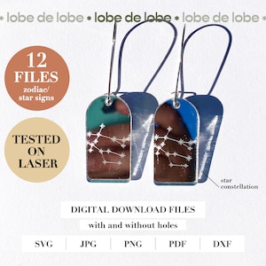 Sterrenbeeld lasergesneden oorbel sjabloon, astrologie boog digitale download, sterrenbeeld svg-bestand knippen, sterrenbeeld gegraveerd statement sieraden cadeau