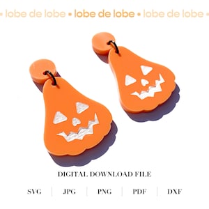 Boucles d&#39;oreilles citrouilles, boucles d&#39;oreilles svg, svg boucle d&#39;oreille en acrylique, fichiers boucle d&#39;oreille laser, fichier laser automne, svg halloween Glowforge, modèle de boucle d&#39;oreille svg