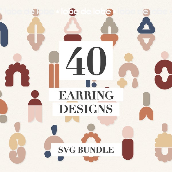 Paquete SVG de aretes geométricos: 40 diseños cortados con láser, aretes SVG