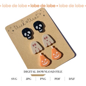 Halloween Stud Earring SVG Bundle: Skull, Ghost, Pumpkin (Digital Download)