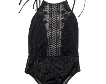 V-Neck Floral Lace Bodysuit