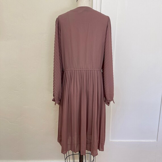 1980's Vintage Sheer Pleated Mocha Brown Secretar… - image 3